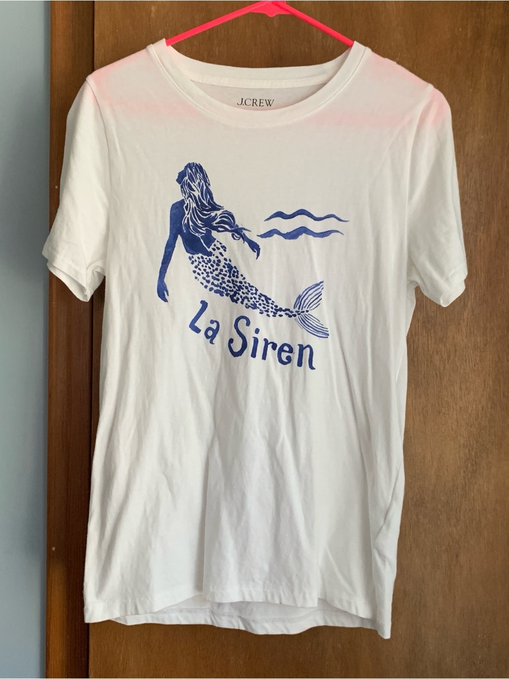 J. Crew White Tee with Blue Mermaid Graphic